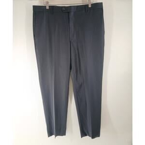 Guabello Mens Super 150s Wool Trouser Dress Pants 40x30 Blue Flat Front Classic
